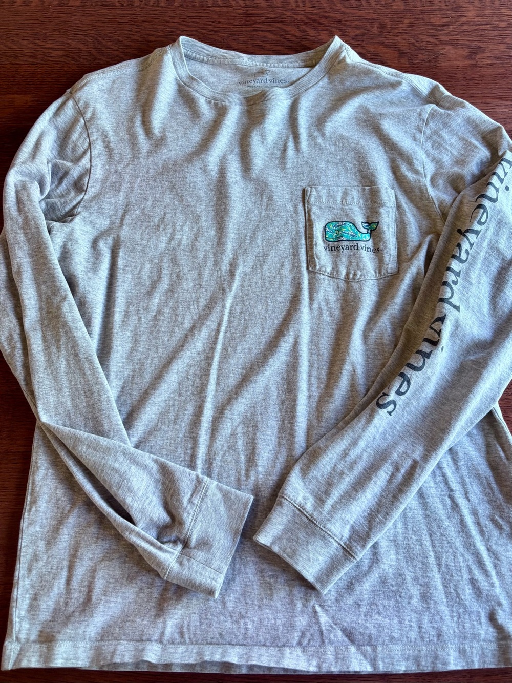 Vineyard Vines Men's Long-Sleeve Pocket Tee - Heather Gray - sharks